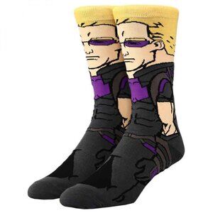 2/$12 💥🆕 Animigos Marvel Hawkeye 360 Character Crew Socks for Men | Size 10-13